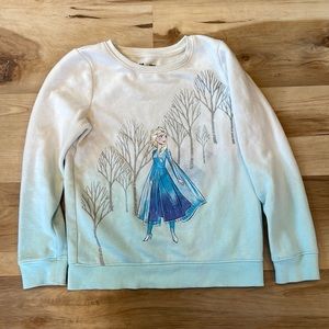 Elsa Girls Sweatshirt sz8. Ombré cream to light blue.